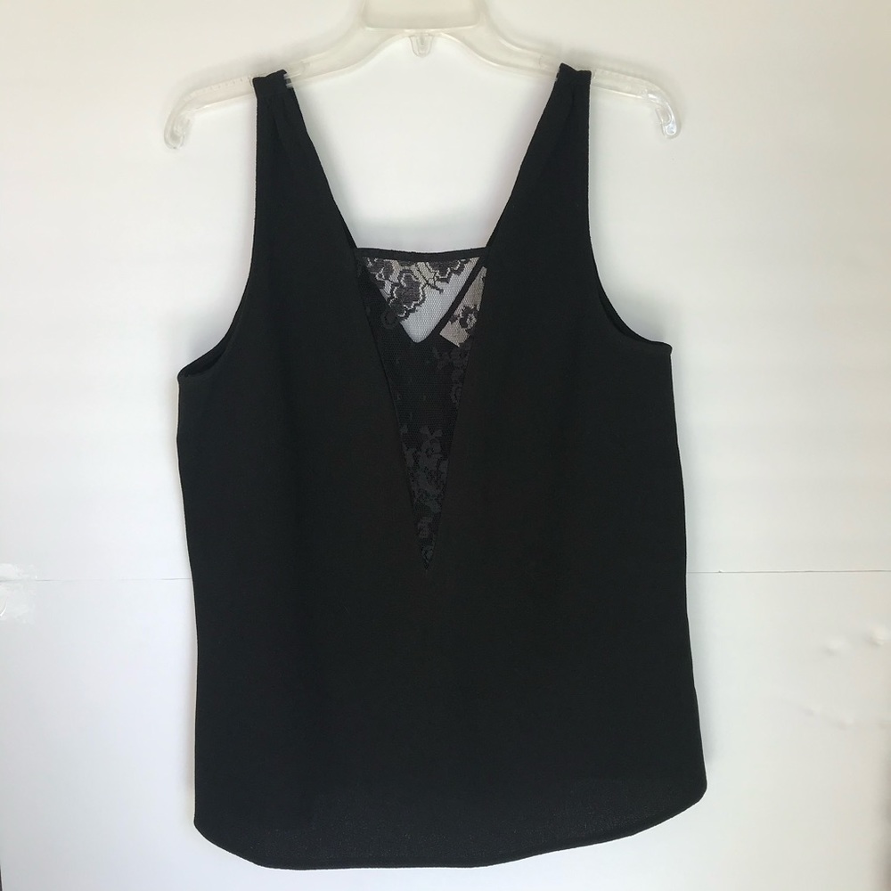 Women’s Black Sleeveless Lace Panel Top